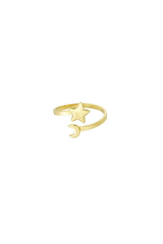 Ring Star & Moon goud