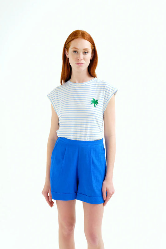 Lichtblauw T-shirt palmboom