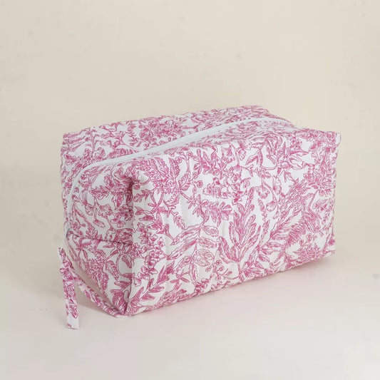 Toiletzak bloemetjes roze