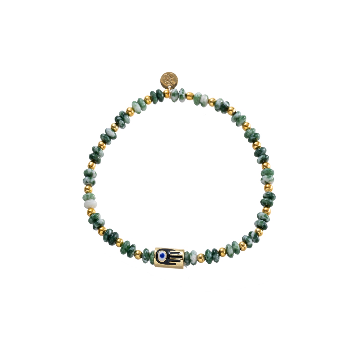 Armbandje beaded hand - green