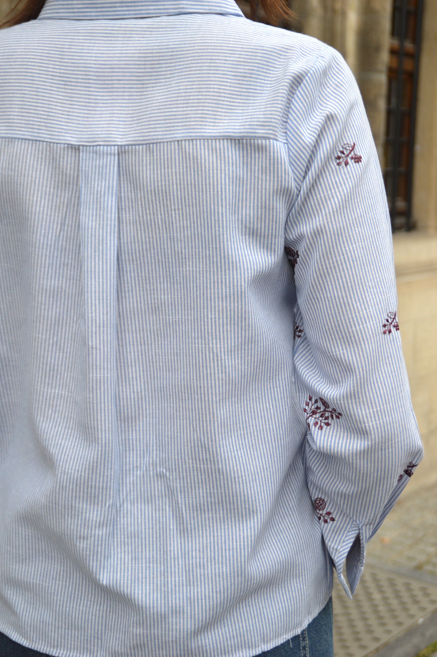 Gestreepte blouse bloemetjes