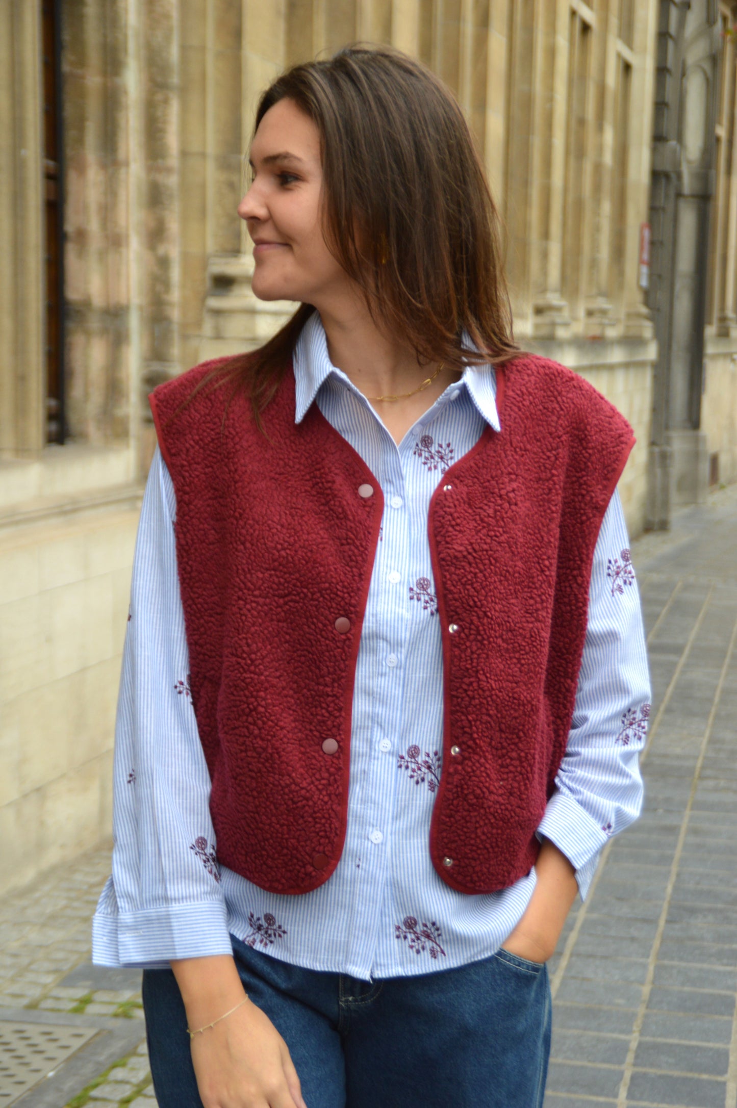 Teddy vestje bordeaux