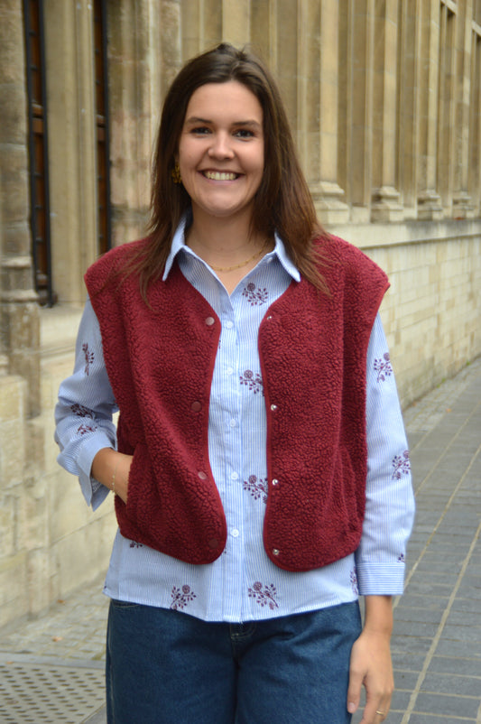 Teddy vestje bordeaux