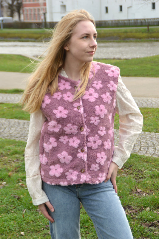 Teddy vestje bloemen