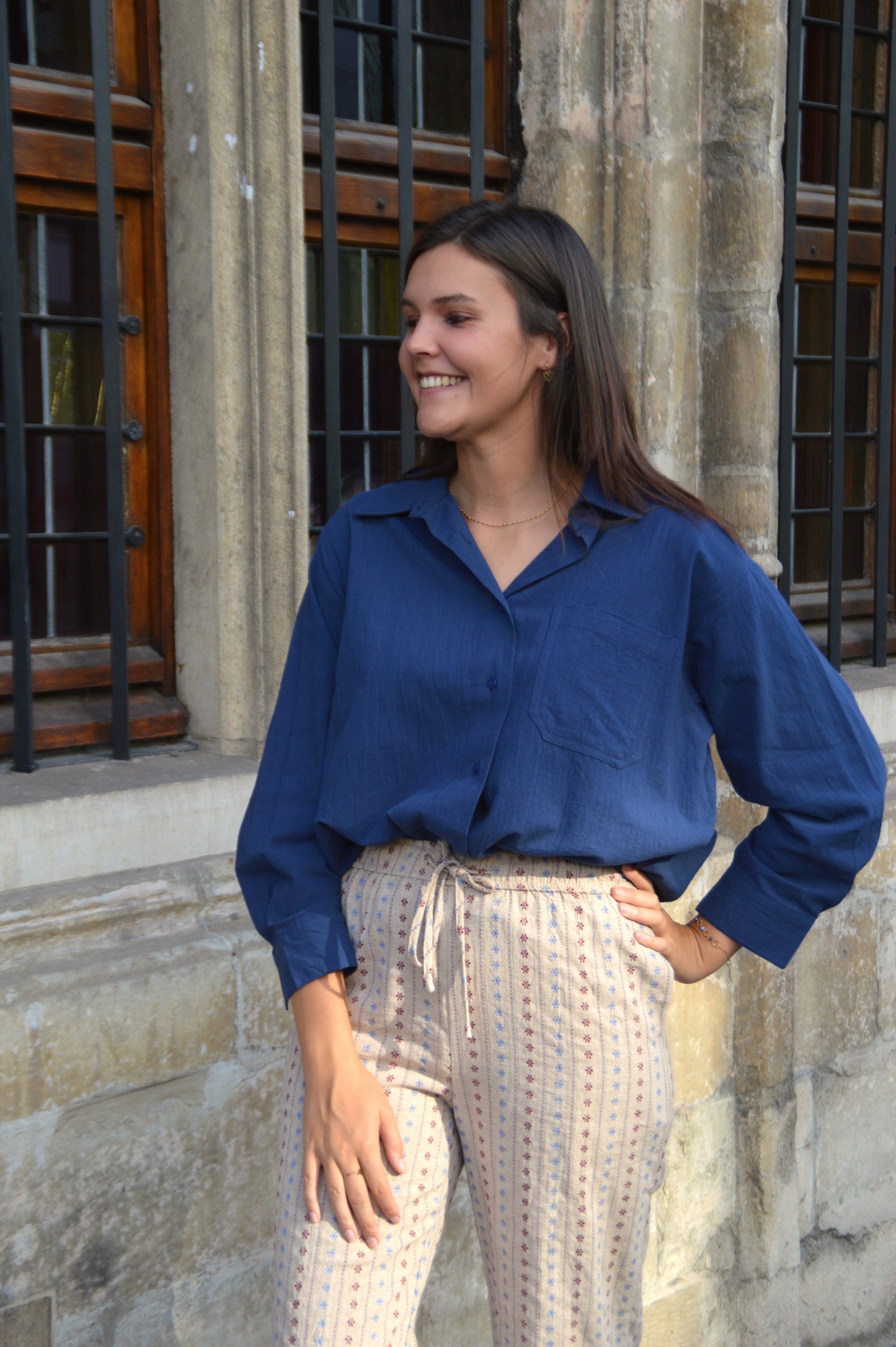 Blauwe blouse