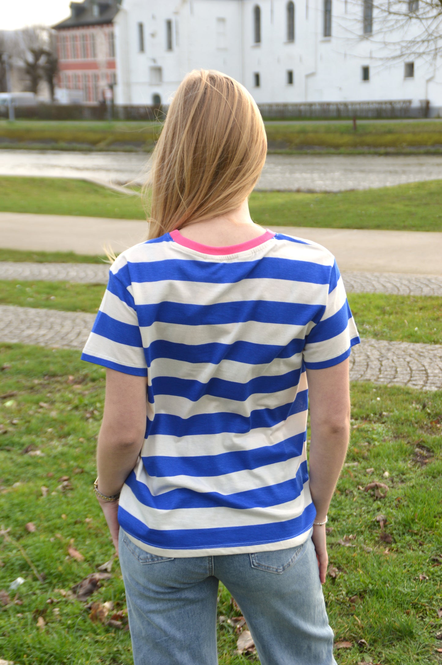 T-shirt streepjes wit-blauw