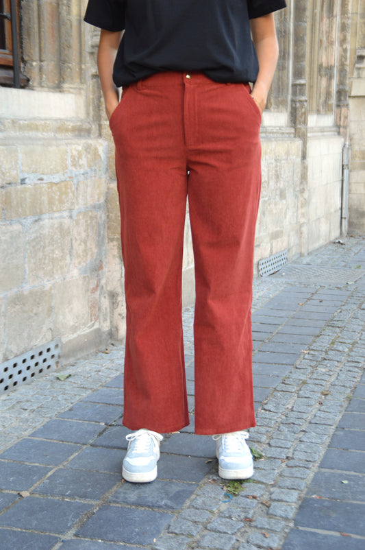 Ribfluwelen broek roest