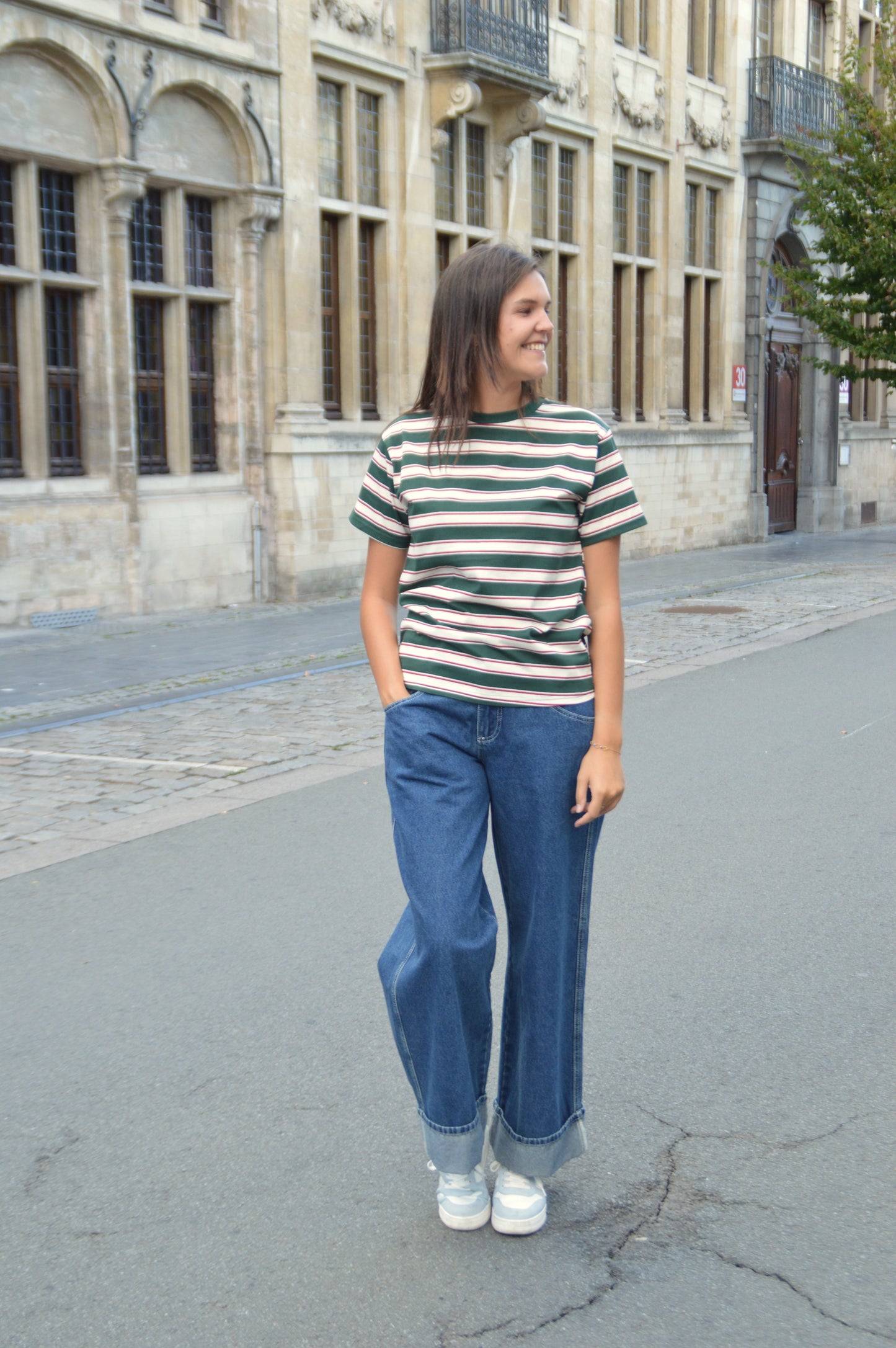 Gestreepte T-shirt groen