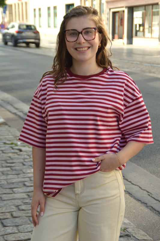 T-shirt streepjes bordeaux