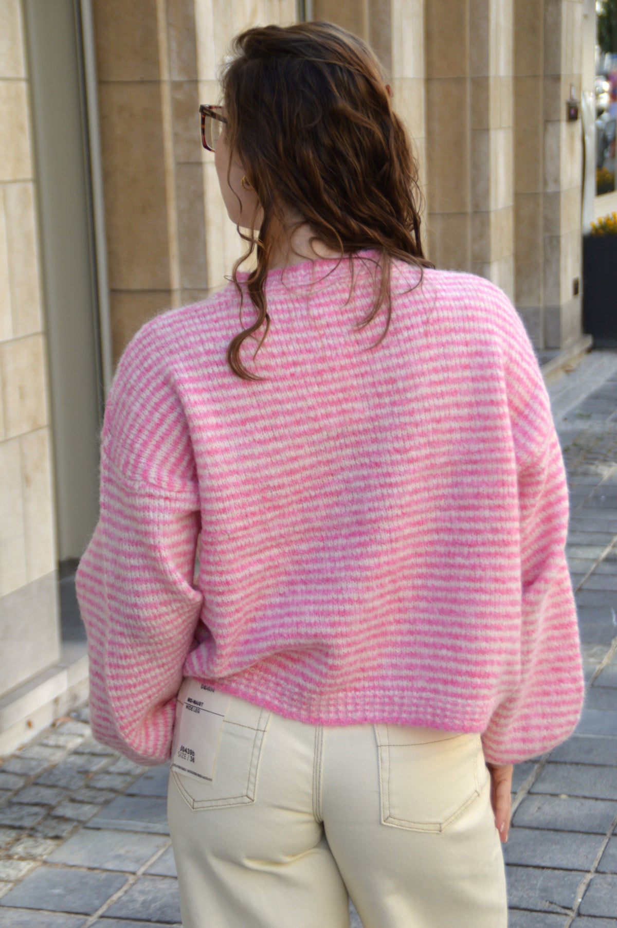 Trui streepjes roze