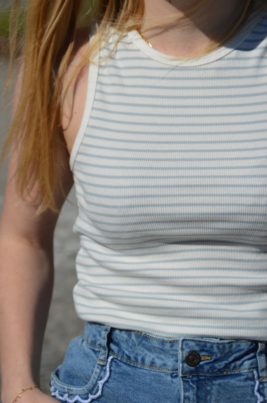 Topje streepjes wit-blauw