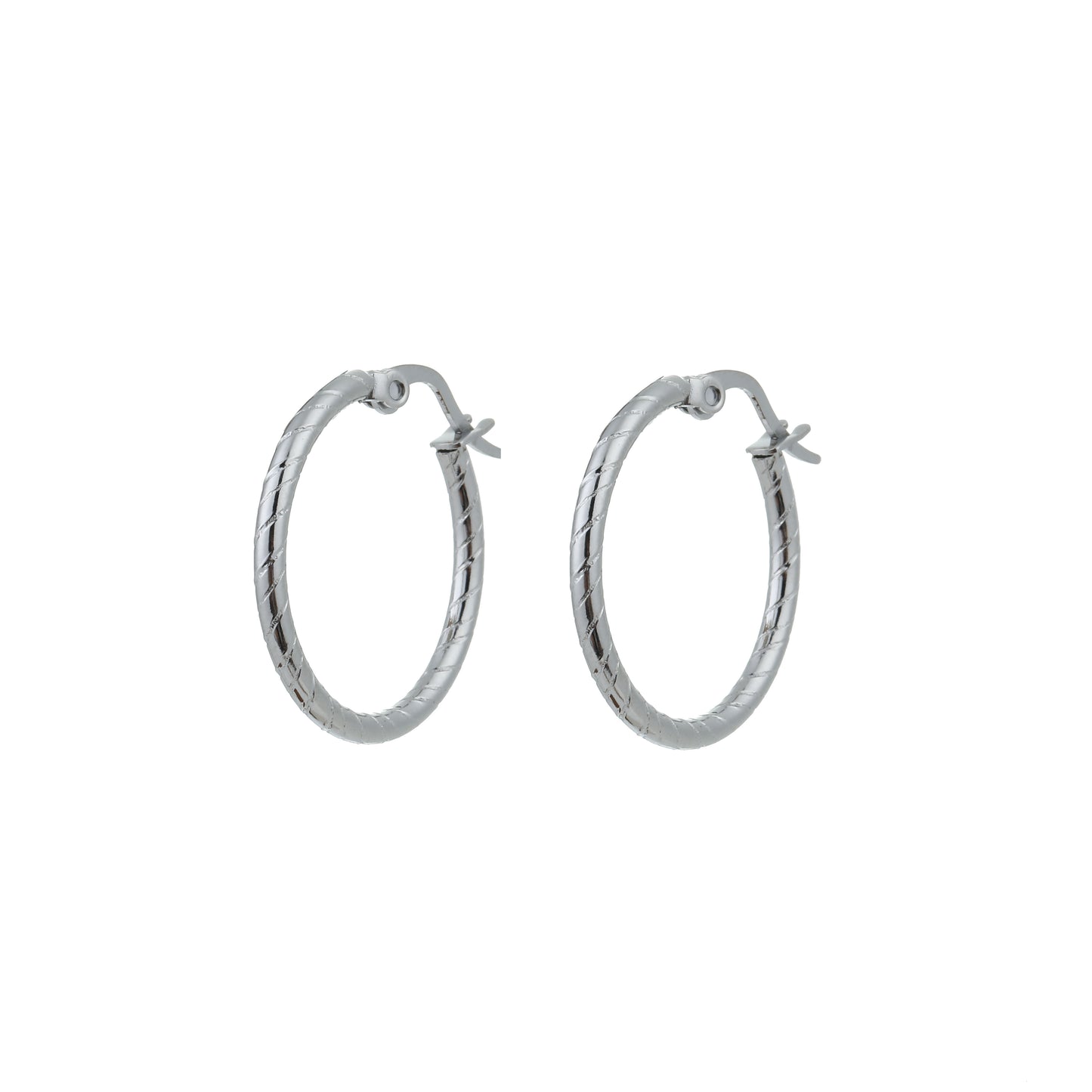 Oorbellen Roped hoop 20 mm zilver