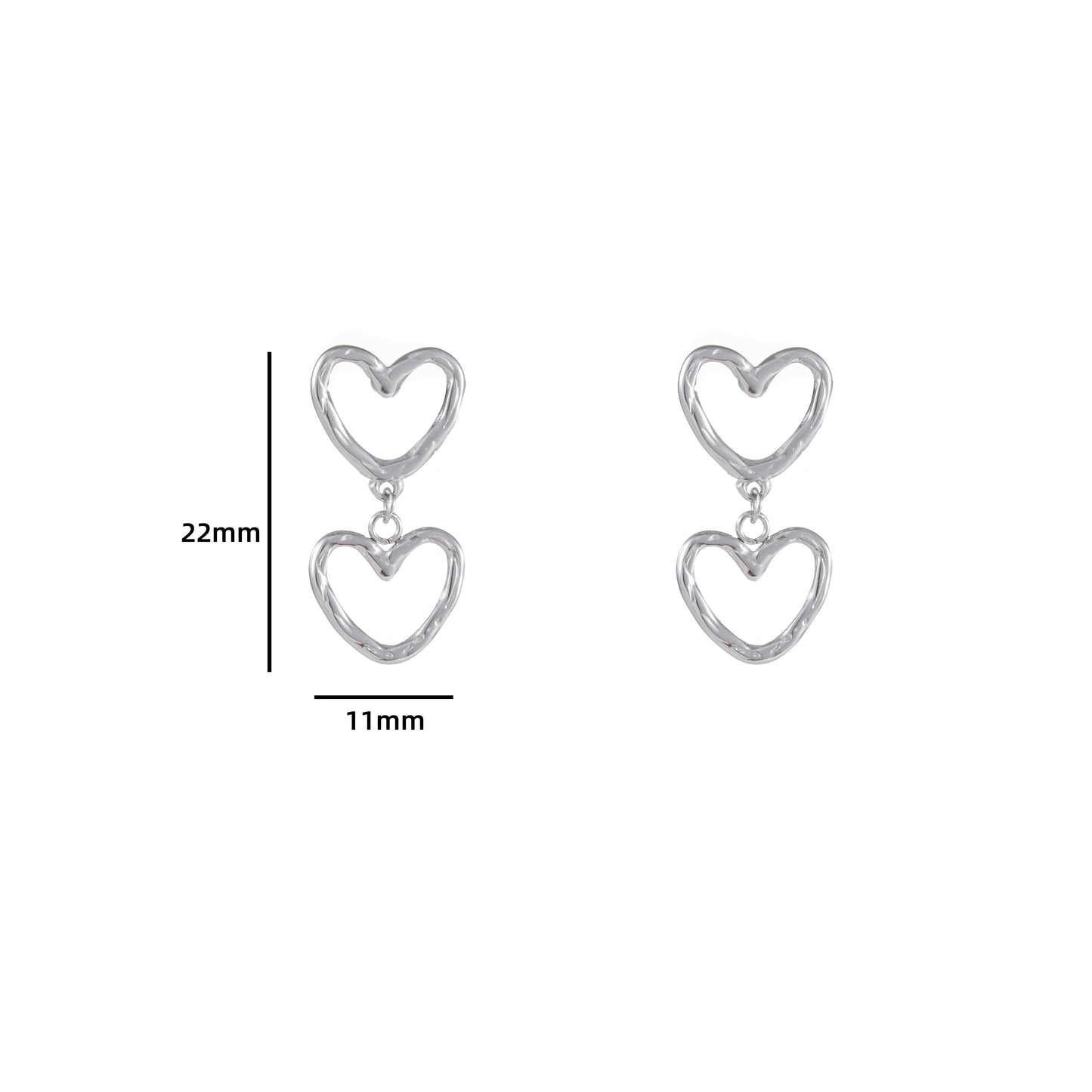 Oorbellen Double Hearts zilver