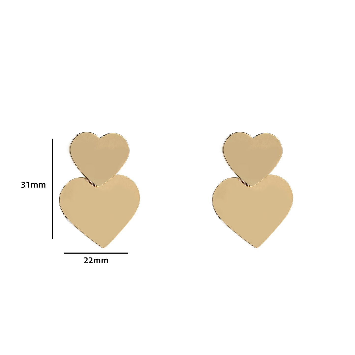 Oorbellen 2 hearts goud