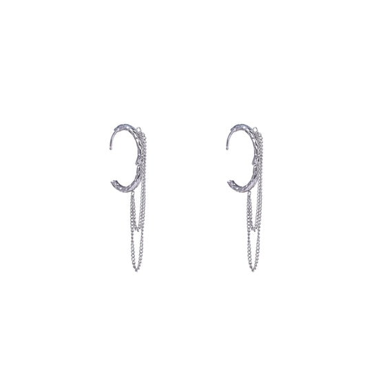 Oorbellen Hoop & Chain Zilver