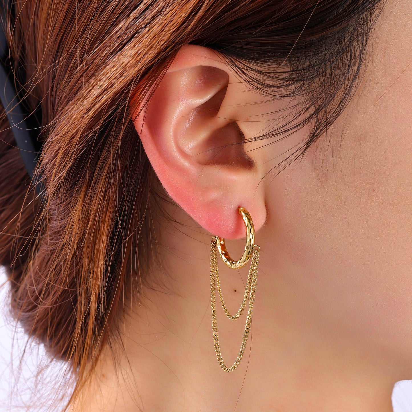 Oorbellen Hoop & Chain goud