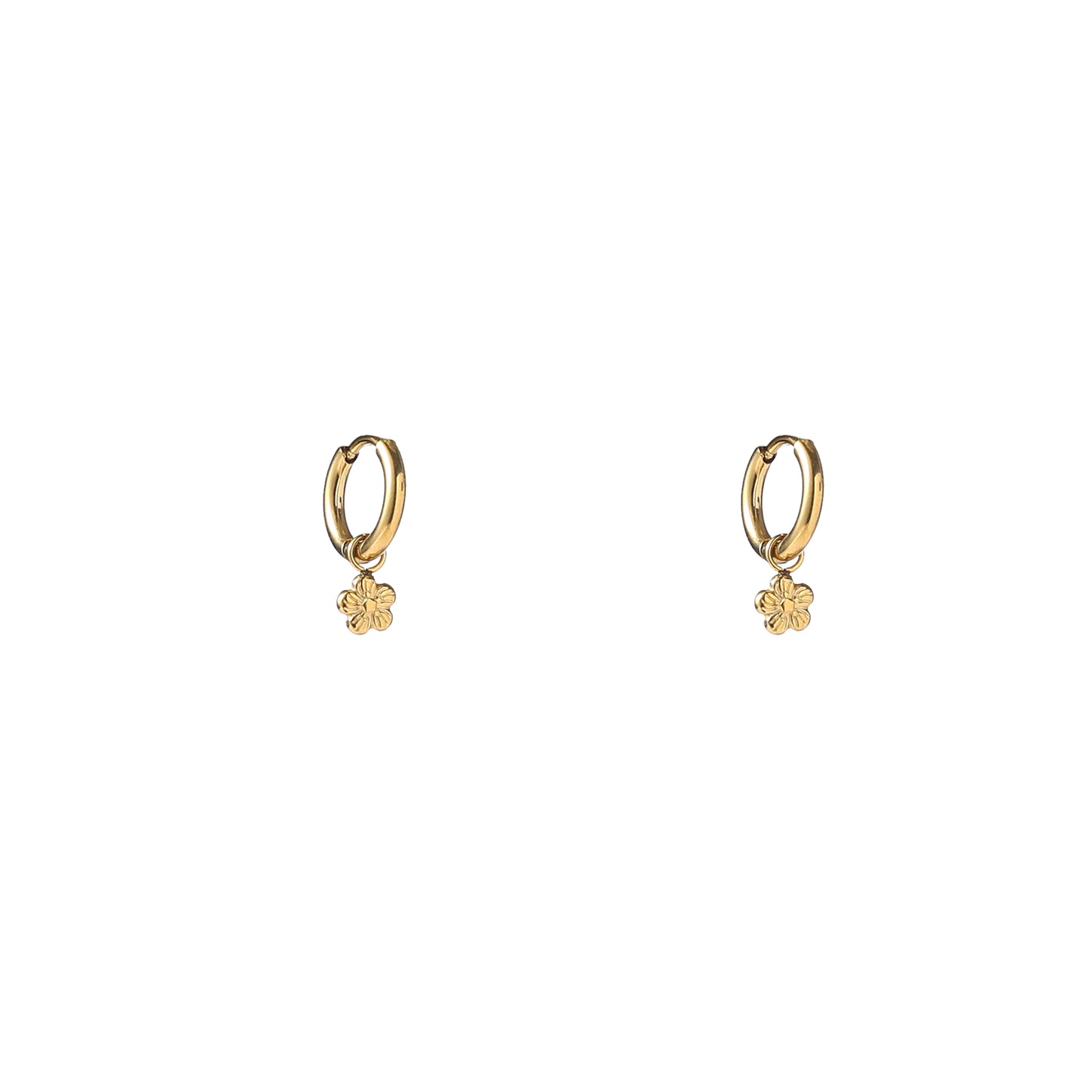 Oorbellen Simple Flower Hoop goud