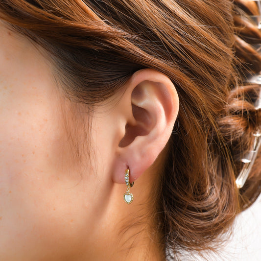 Oorbellen Strass Hoop + Heart