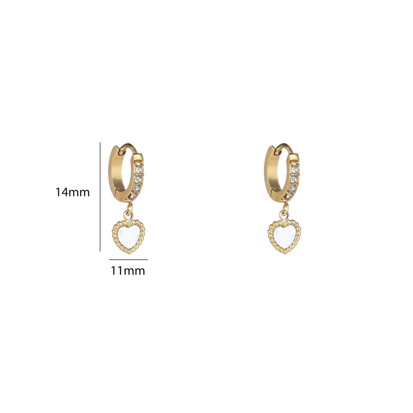 Oorbellen Strass Hoop + Heart