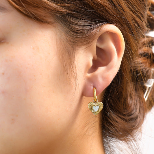 Oorbellen Pearly Heart Hoop