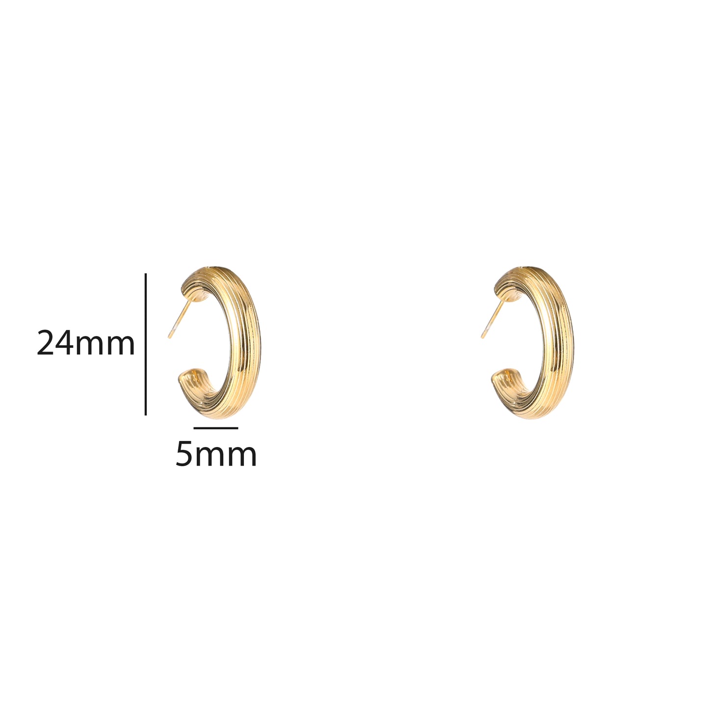 Oorbellen Striped Hollow Hoop