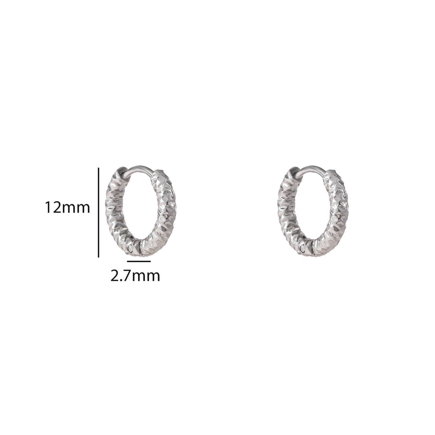 Oorbellen Hammered Hoop - 12 mm goud zilver