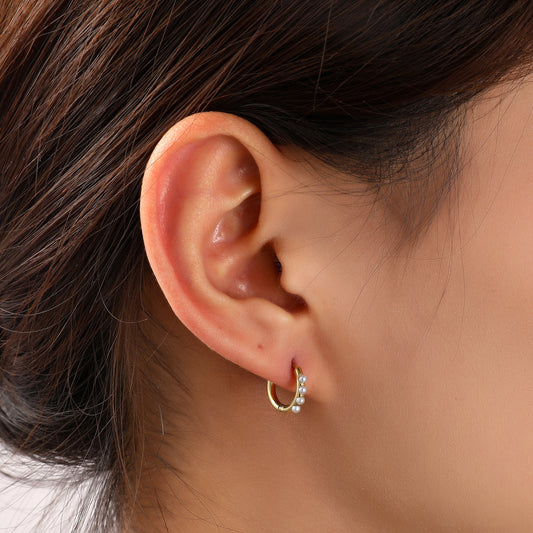 Oorbellen Pearl Hoop - 10 mm