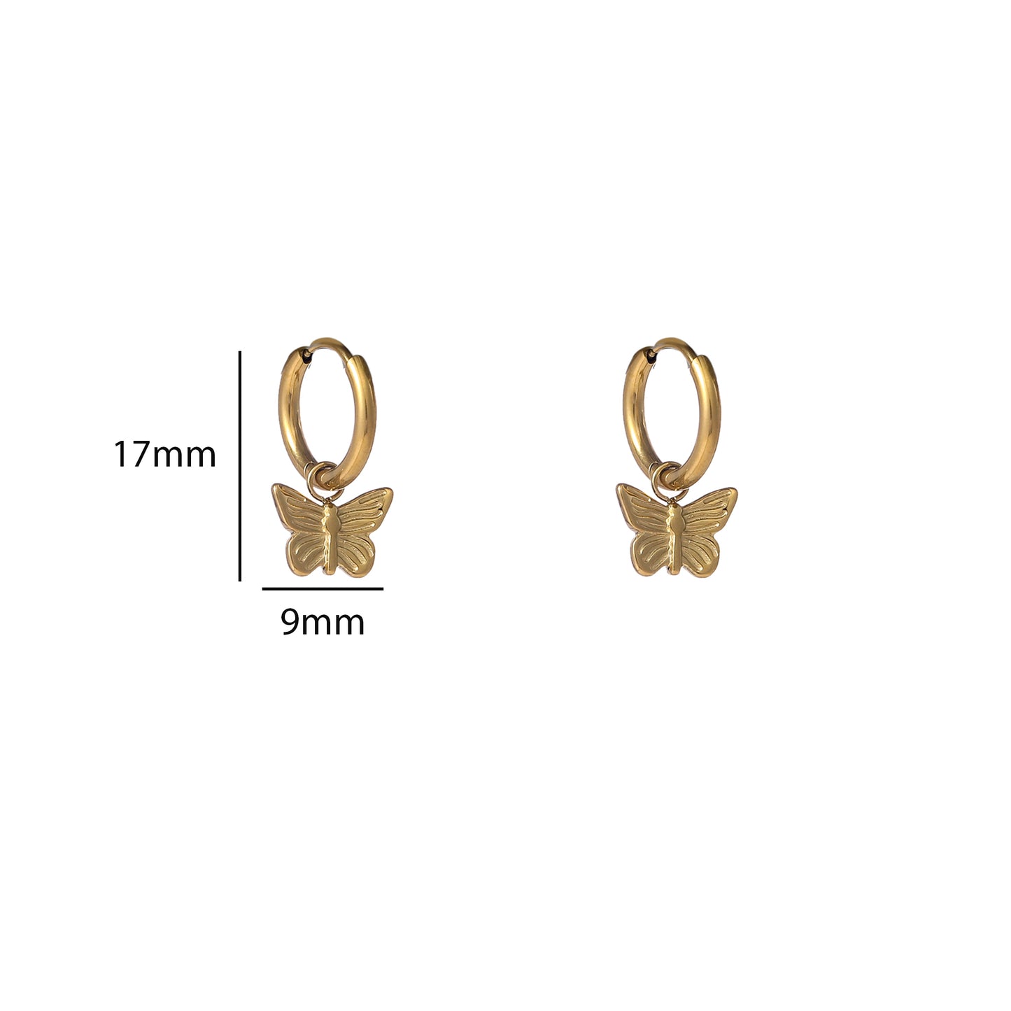 Oorbellen Butterfly Hoop - 14K