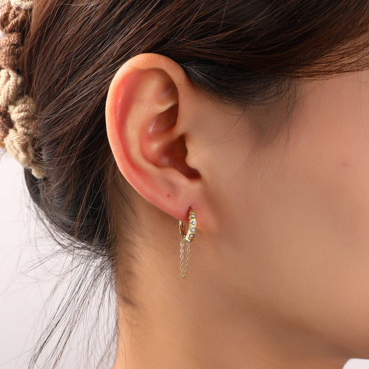 Oorbellen Sparkle Hoop + Chain