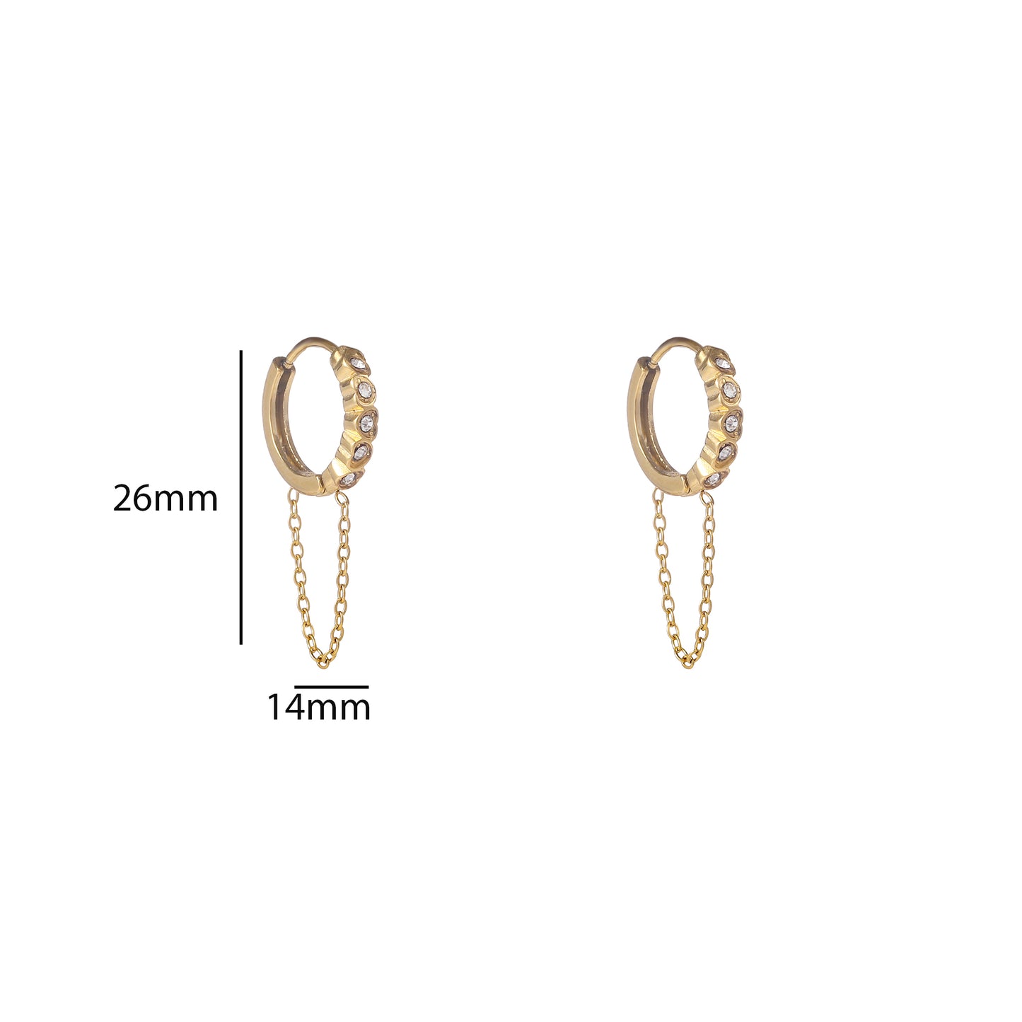 Oorbellen Sparkle Hoop + Chain