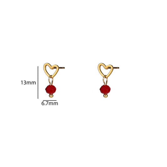 Oorbellen Heart Stud burgundy