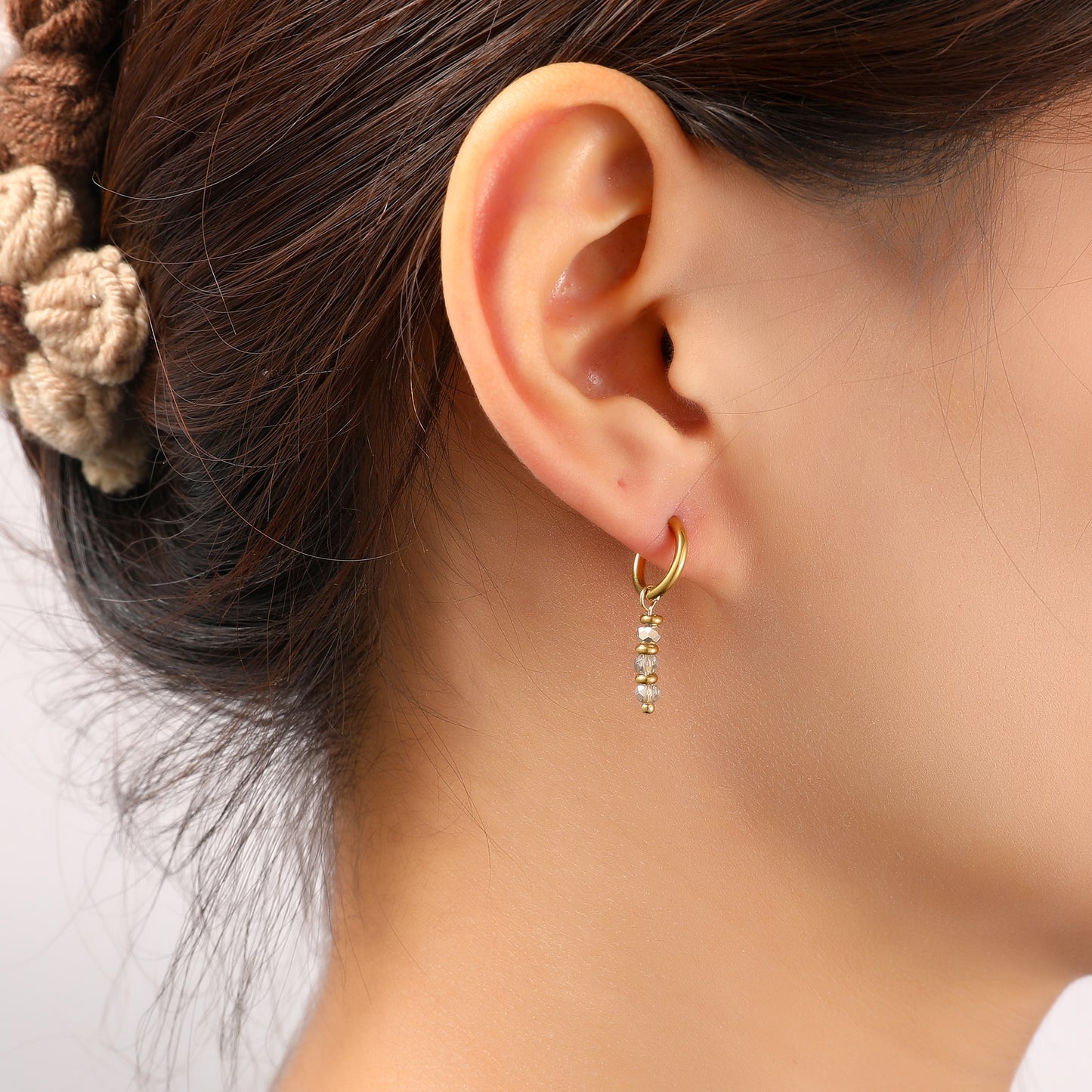 Oorbellen Triple Bead coffee