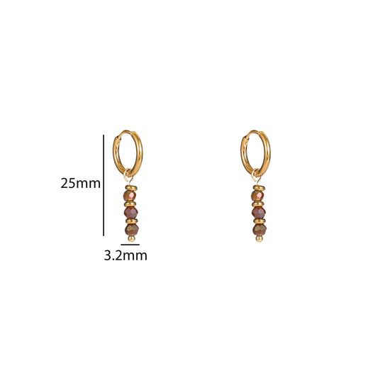 Oorbellen Triple Bead coffee