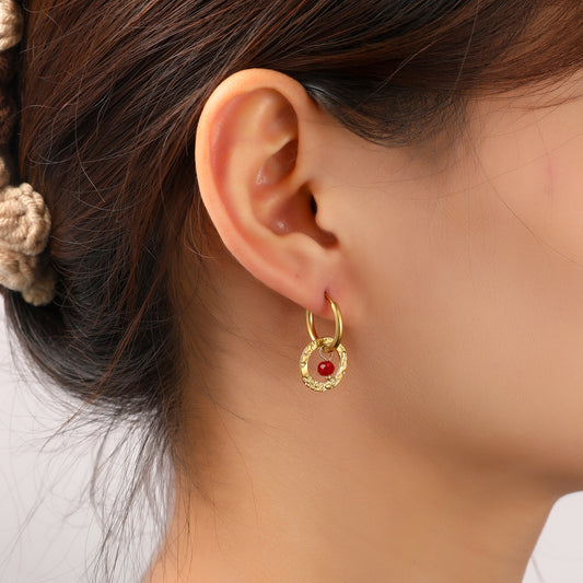 Oorbellen Double Round burgundy