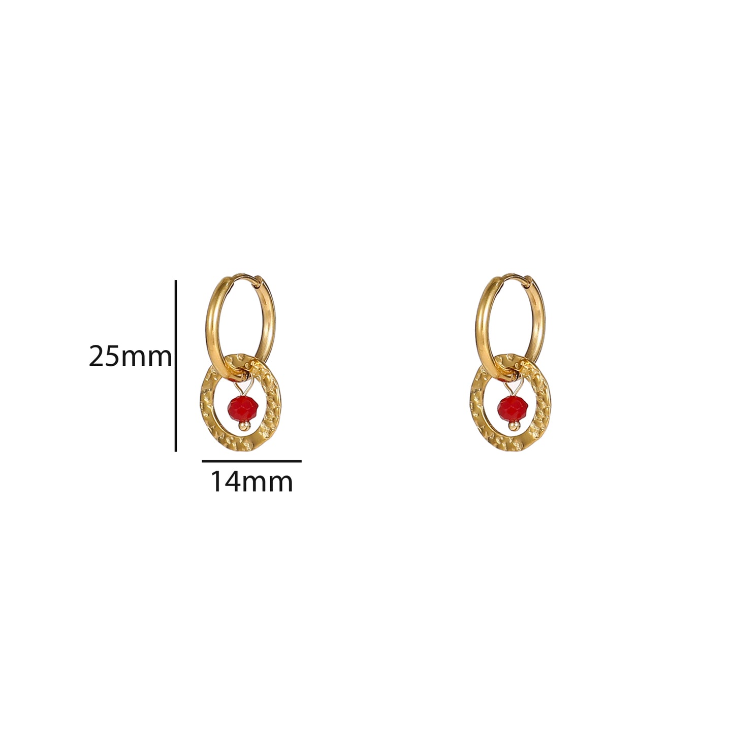 Oorbellen Double Round burgundy