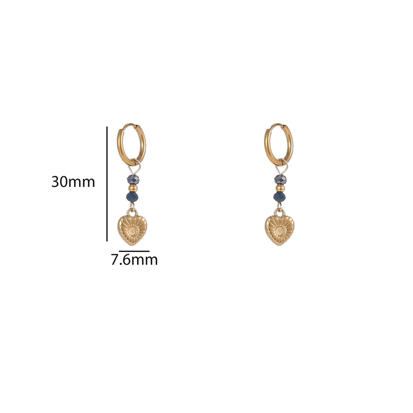 Oorbellen Long Heart Bead Hoop