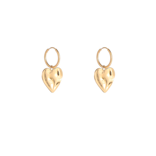 Oorbellen Wavy Heart Hoop goud