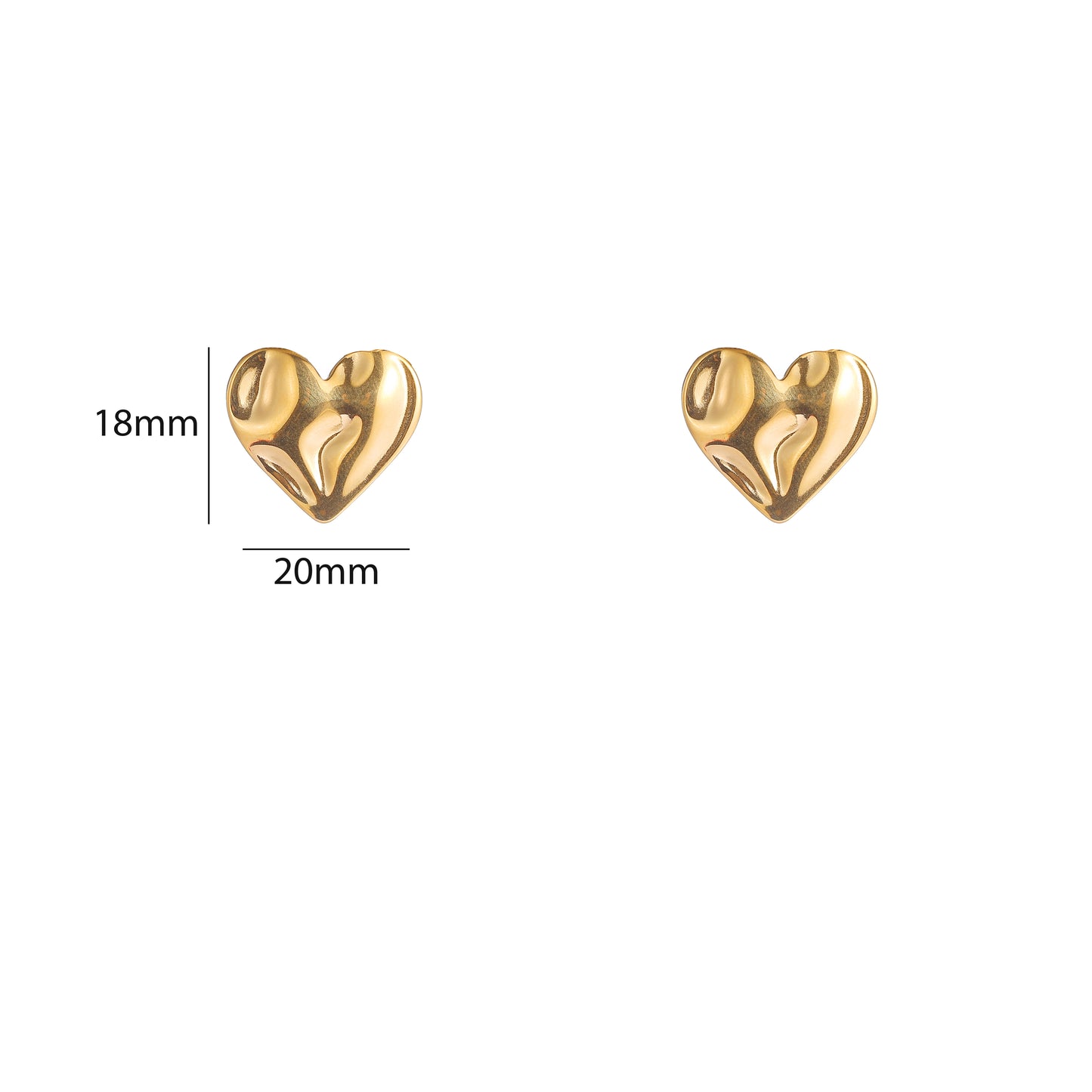 Oorbellen Wavy Heart - Goud