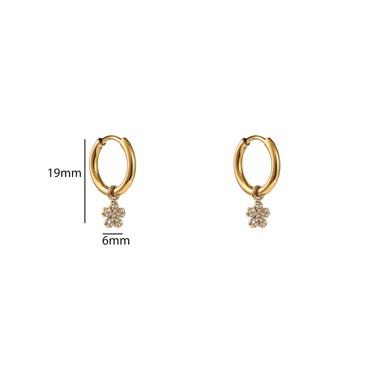 Oorbellen Sparkly Flower Hoop - Goud