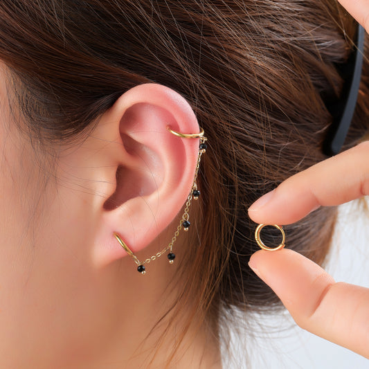 Oorbellen Double Hoop Black