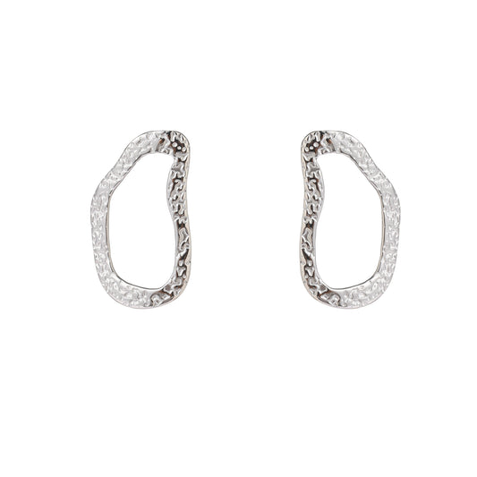 Oorbellen Hammered Open Stud zilver