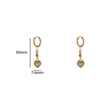 Oorbellen Long Heart Bead Hoop