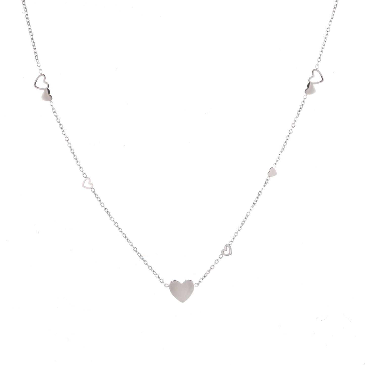 Ketting Flat Hearts zilver