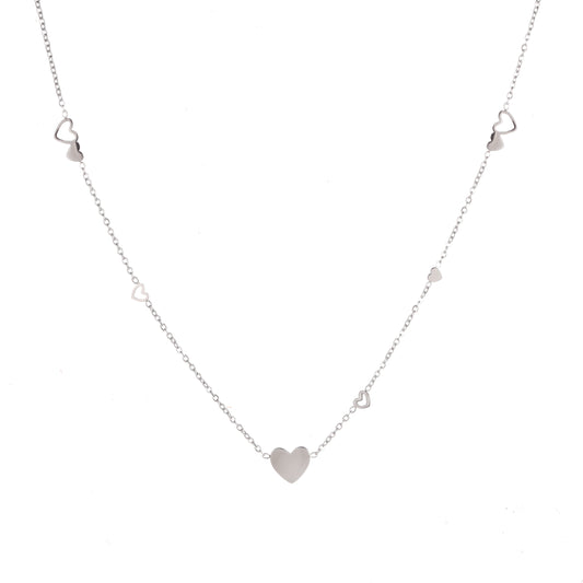 Ketting Flat Hearts zilver