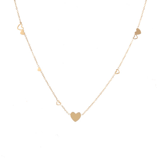 Ketting Flat Hearts goud