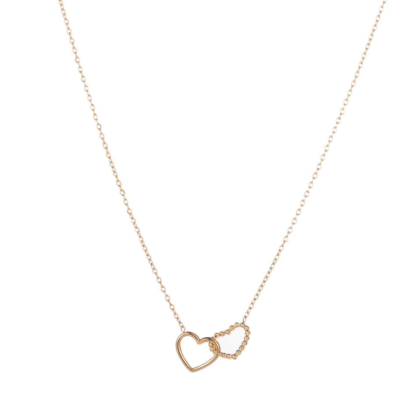 Ketting double heart goud
