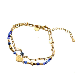 Armbandje Double Heart dark blue