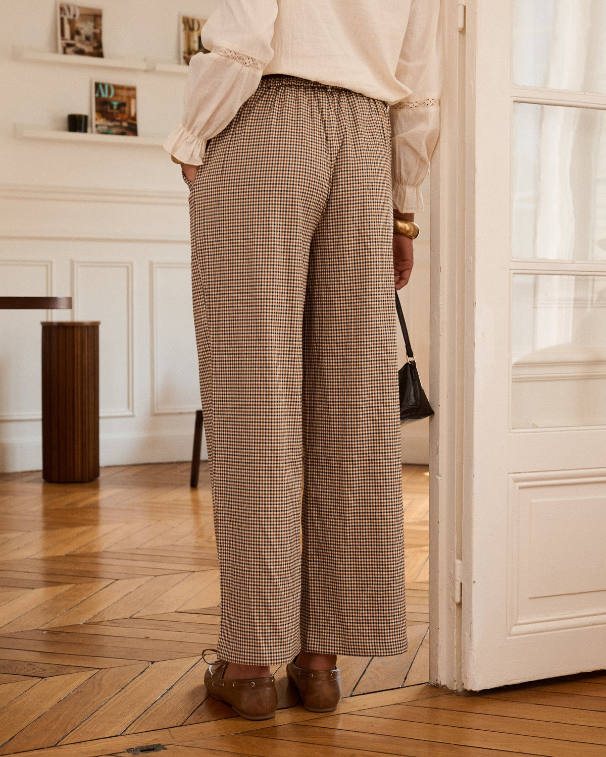 Geruite broek bruin