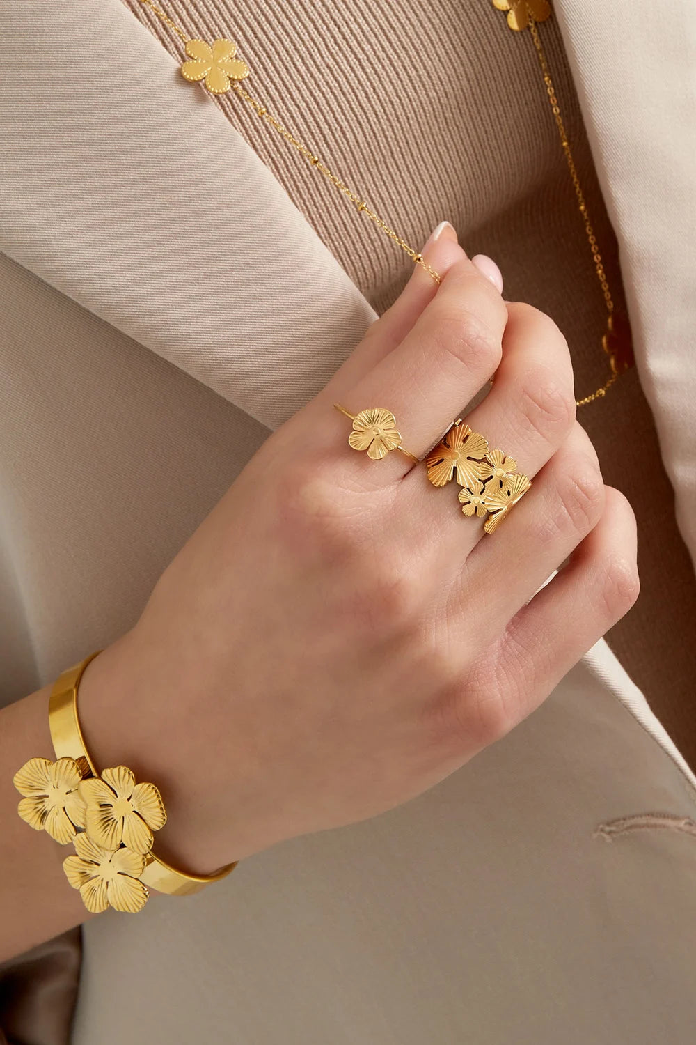 Ring Cute flower goud