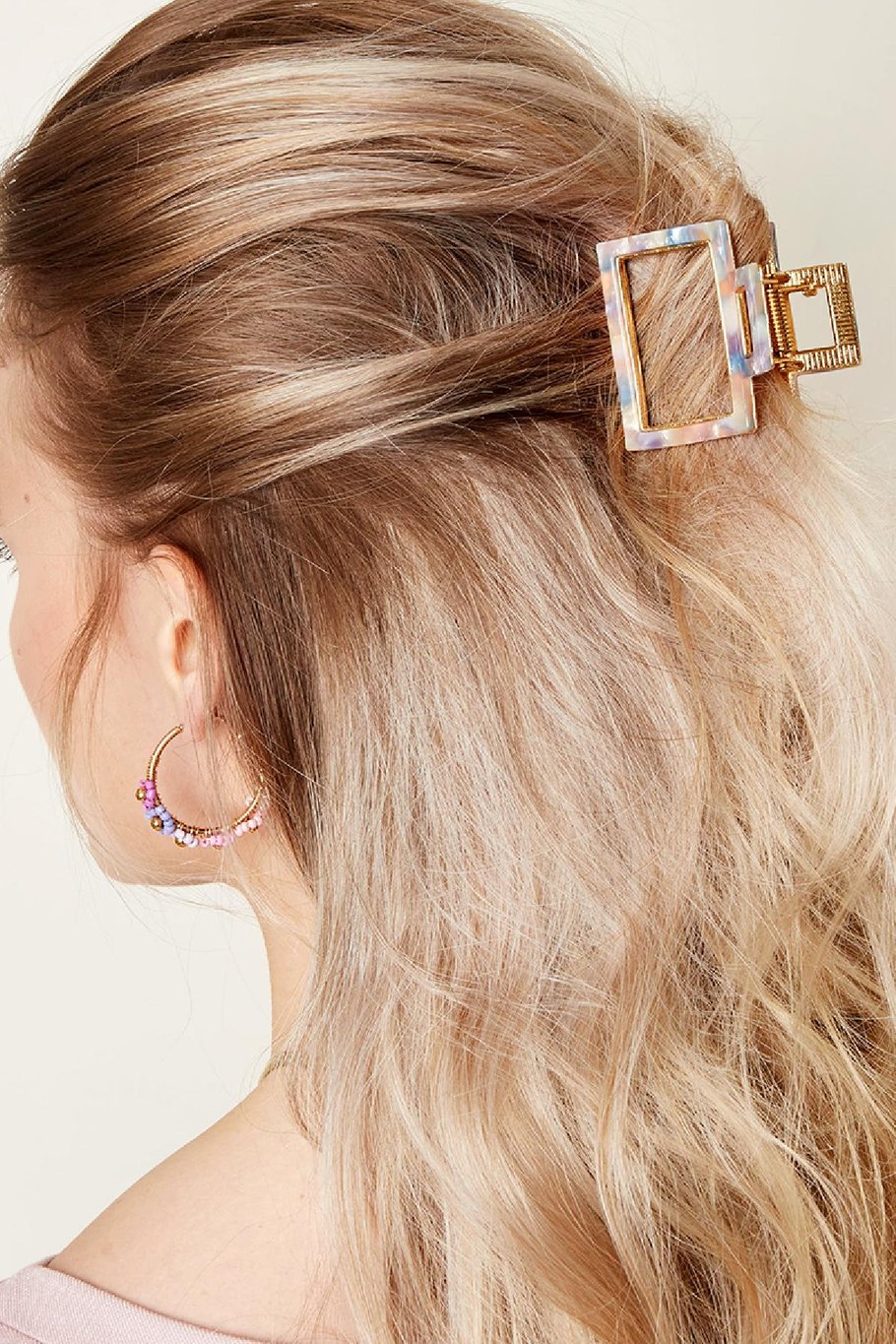 Haarspeld Open Marble blauw